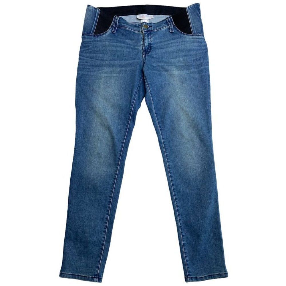 Isabel Maternity Medium Wash Denim Stretch Side Panel Jeans Jegging sz 8‎